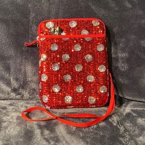 Disney Parks Original Minnie Mouse Polka Dot Sequin Tablet/iPad Bag Case Purse